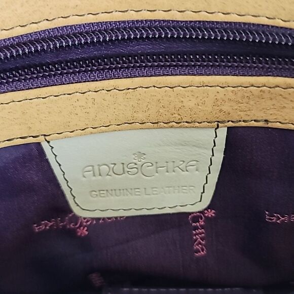 Anuschka Leather Hand Painted Artist Handbag & Coin Purse Floral Signed - Picture 9 of 9